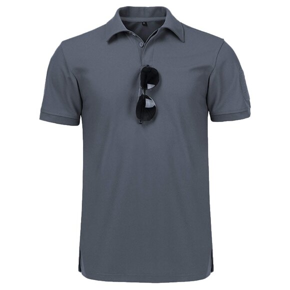 ZITY Mens Polo Shirt Cool Wicking Short Sleeve Large Gray - Picture 2 of 5